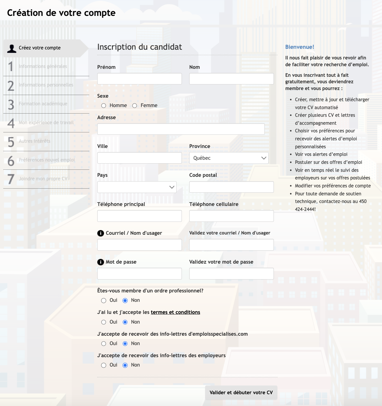 Remplir son CV automatisé sur emploistechniciens.com