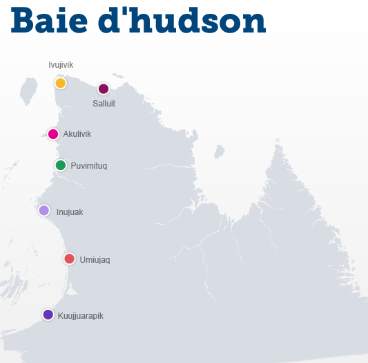 carte des villages de la Baie d'hudson carte des villages de la Baie d'hudson